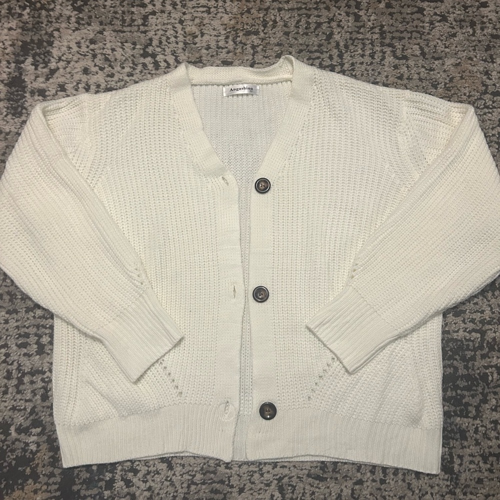 Elegant Cream Button-Up Cardigan